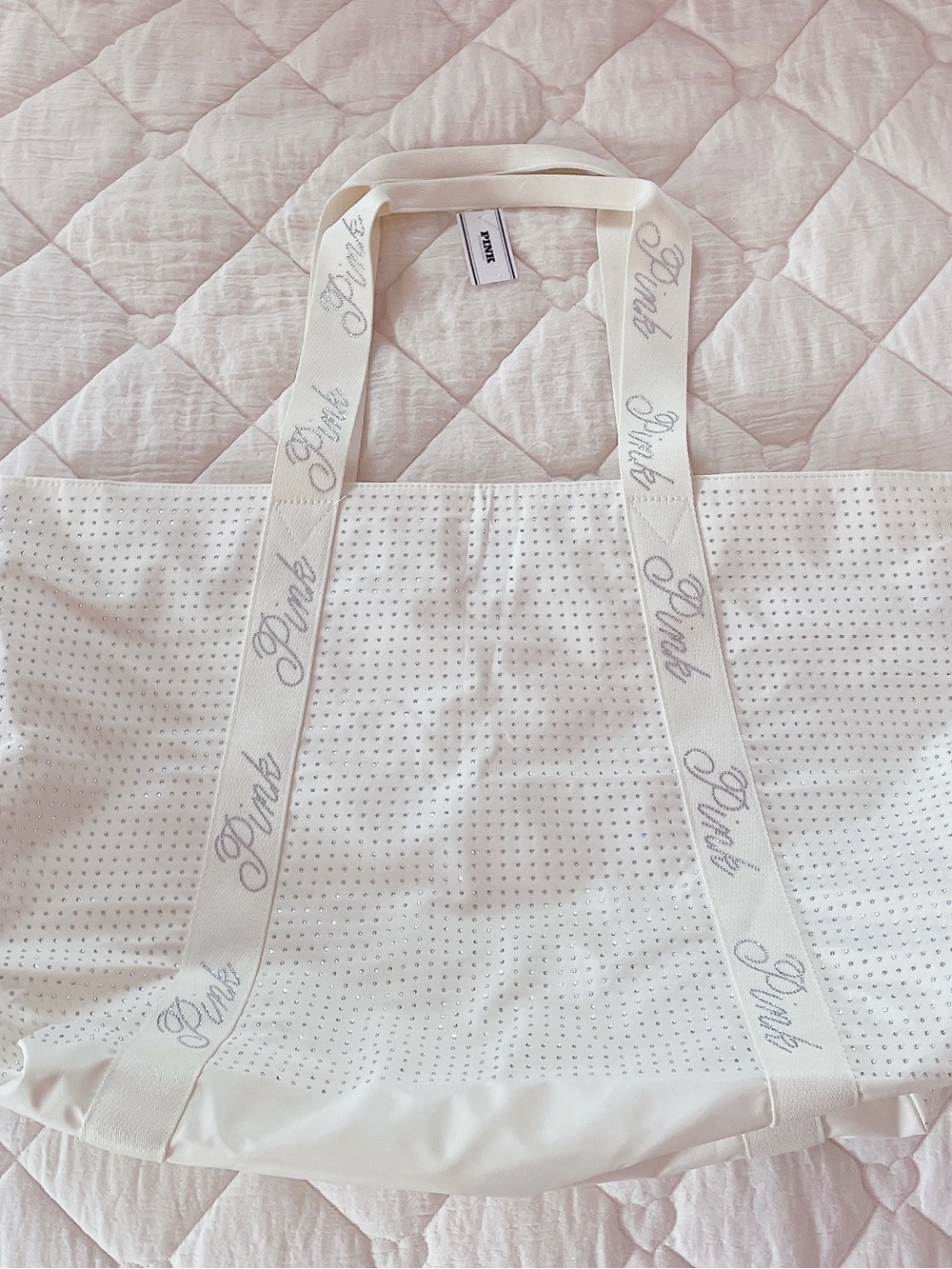 𝜗𝜚 victoria’s secret PINK embellished rhinestone bling tote bag